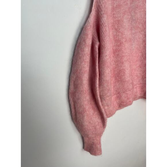 Diesel Cold Shoulder Mohair Blend Sweater Women S Pink Fuzzy Knit Pullover - Picture 7 of 9